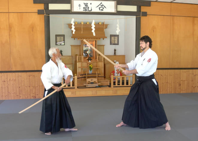 Saotome Sensei and Sensei Guy Hagen at the Aiki Shrine